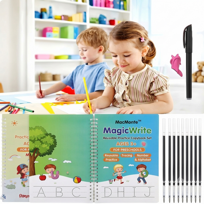 Magic Practice Copybook (4 BOOKS,1 PEN,1 GRIP,10 REFILL)