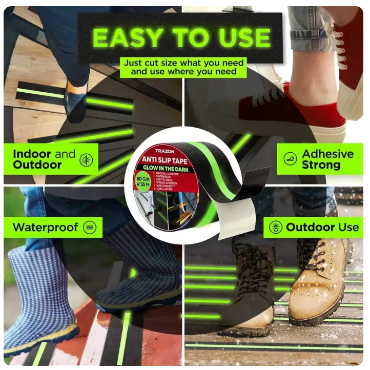 Stepzor Anti Slip Tape 5 Meter  (Set of 2 – Black & Neon Green)