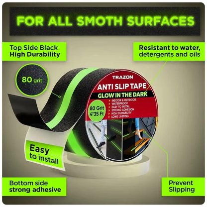 Stepzor Anti Slip Tape 5 Meter  (Set of 2 – Black & Neon Green)